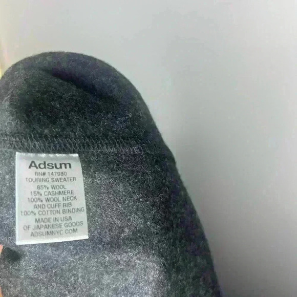 Adsum Grey Half-Zip Wool-Cashmere Pullover Touring Sweater Size Medium - Picture 7 of 7